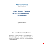 Client Account Management Plan - Optimizing Client Relationships, Maximizing Opportunities example document template