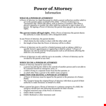 Legal Power of Attorney for a Child/Parent Assistance example document template