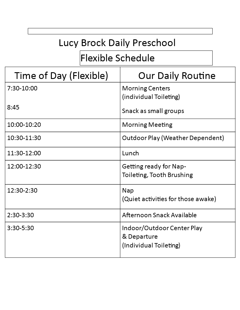 Free Printable Preschool Schedule Template
