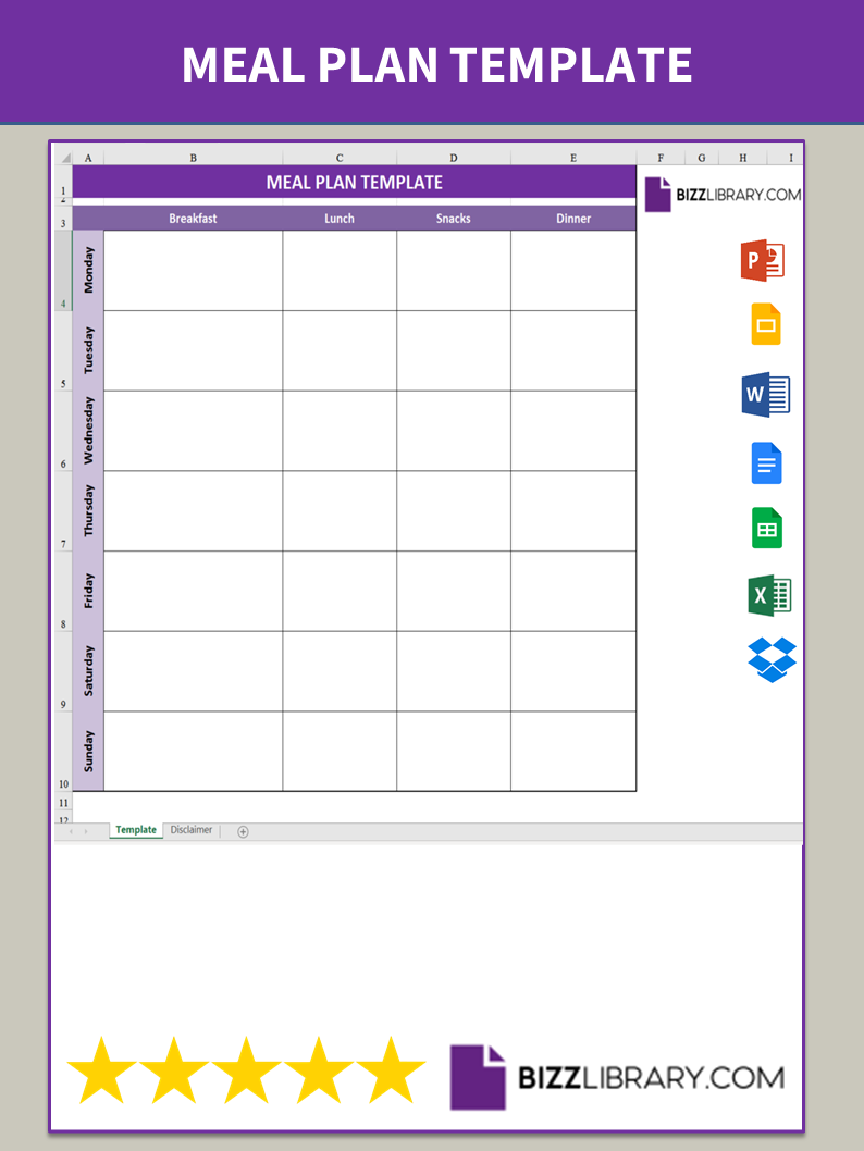 meal plan template template