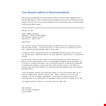 Formal Business Recommendation Letter example document template