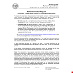 Name Reservation Request Form example document template