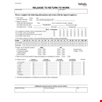 Return to Work Form - Worker | Return & Limitations example document template