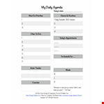 Printable Daily Agenda example document template
