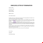 Employee Letter of Termination example document template