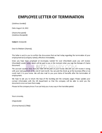 Employee Letter of Termination