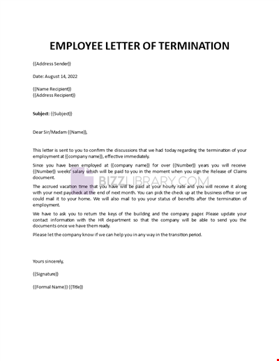 Employee Letter of Termination