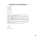 Employee Letter of Termination example document template 