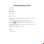 Work Resignation Letter example document template