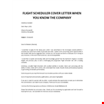Flight Scheduler cover letter example document template