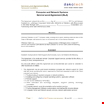 Computer Service Contract Template | Client Support | Corporate Solutions | Dakotech example document template