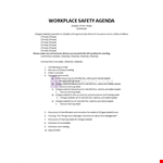 Workplace Safety Agenda example document template