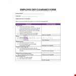 Employee Exit Clearance Form example document template