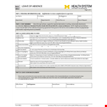 Leave of Absence Template - Streamline your absence requests with our comprehensive template example document template