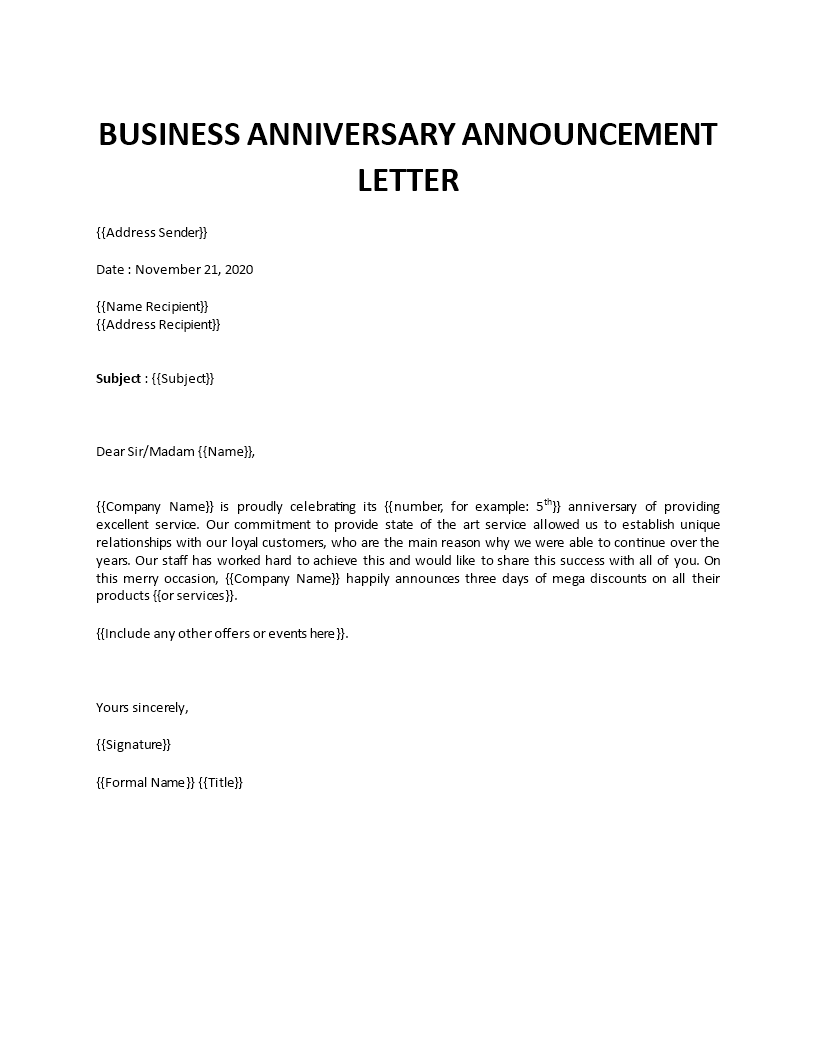 10 year business anniversary announcement