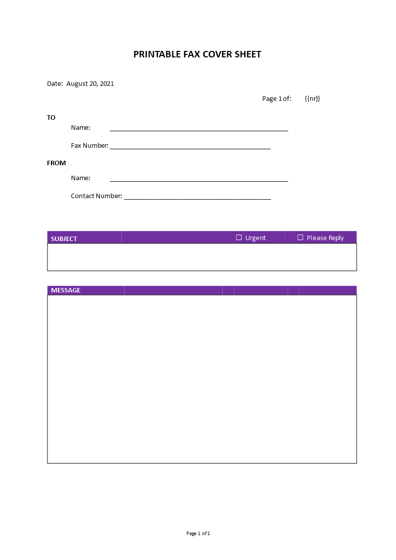 printable fax cover sheet