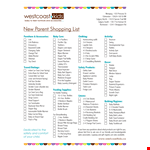 New Baby Shopping Checklist example document template