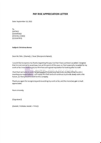 Pay Rise Appreciation Letter