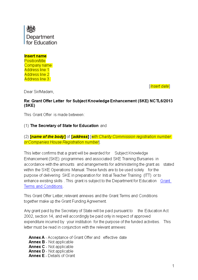 Offer Letter Sample Template