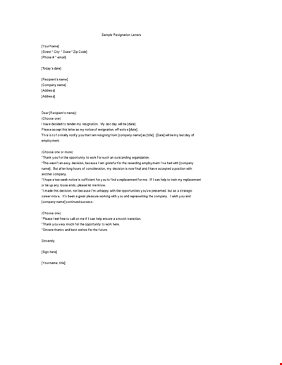 Employee Resignation Letter In Doc