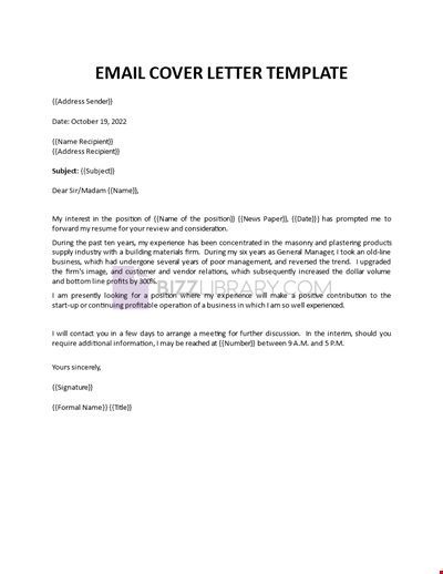 Format for an email cover letter