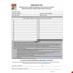Park Guest List Template example document template