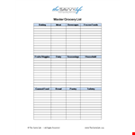 Free Grocery List Template: Organize Your Master Grocery and Baking Needs example document template