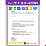 Game Artist Job Description example document template