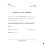 Letter Of Authorization For Representative example document template