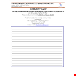Provide Santa Monica Comment Card Template example document template