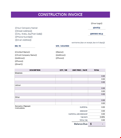Construction Invoice Excel