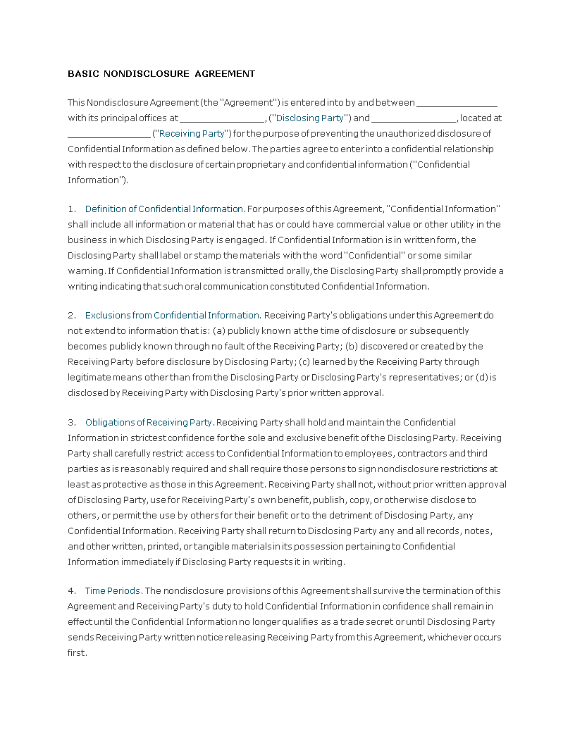 Confidentiality Agreement Template Protect Party Information confidentiality-agreement-template-protect-party-information