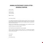 Animal Nutritionist cover letter example document template