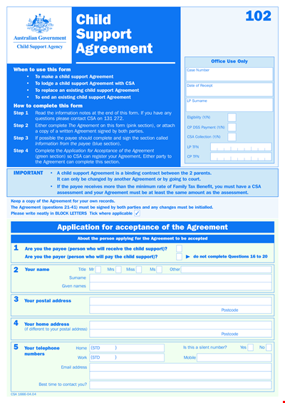 Child Support Agreement: Ensure Fair Support with this Comprehensive Agreement