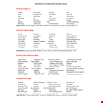 Cruise Packing Checklist example document template