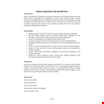 Nurse Consultant Job Description example document template