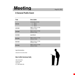 Meeting Agenda Template – Organize Topics and Speakers example document template