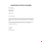 Letter of Suggestion to Customer example document template