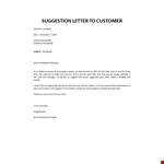 Letter of Suggestion to Customer example document template 