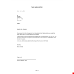 2 Week Notice example document template