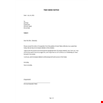 2 Week Notice example document template 