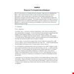 Response to Employee Complaint: Understanding Smith's Concerns and Providing Sample Employee Release example document template