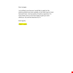Application for Waitress example document template