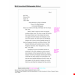 Sample Mla Style Annotated Bibliography Template Free Download example document template