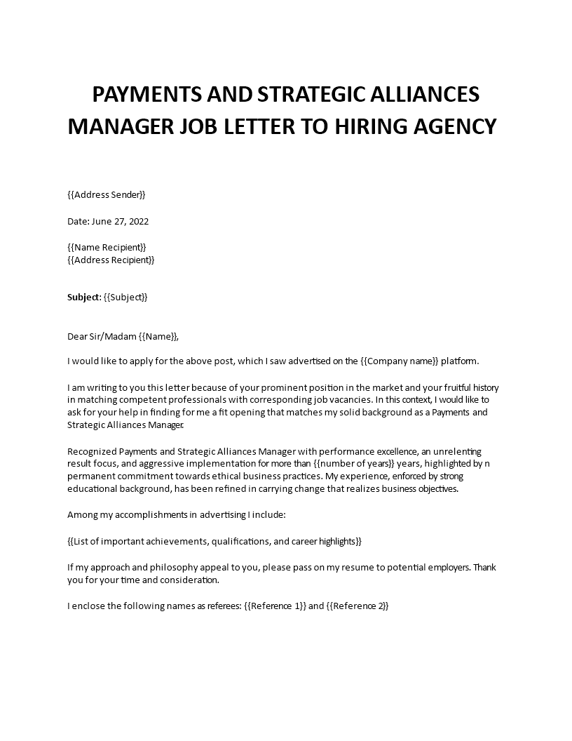 strategic alliances manager cover letter Main Image strategic alliances manager cover letter
