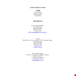 Cornell Professor's Reference Page Template - Ithaca | Jeffrey example document template