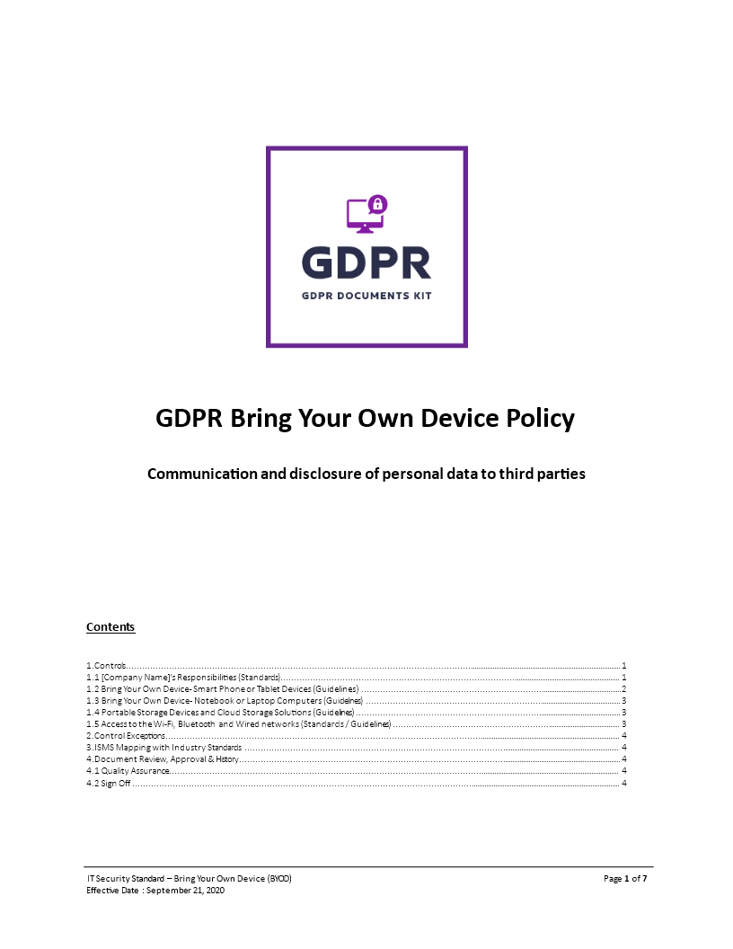 gdpr bring your own device byod policy template