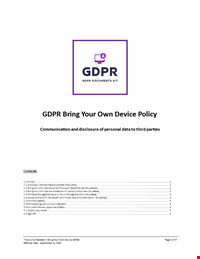 GDPR Bring Your Own Device BYOD Policy