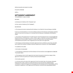 Settlement Agreement Template for Employee-Employer Agreement Under Legal Terms example document template