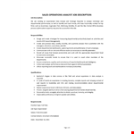 Sales Operations Analyst Job Description example document template